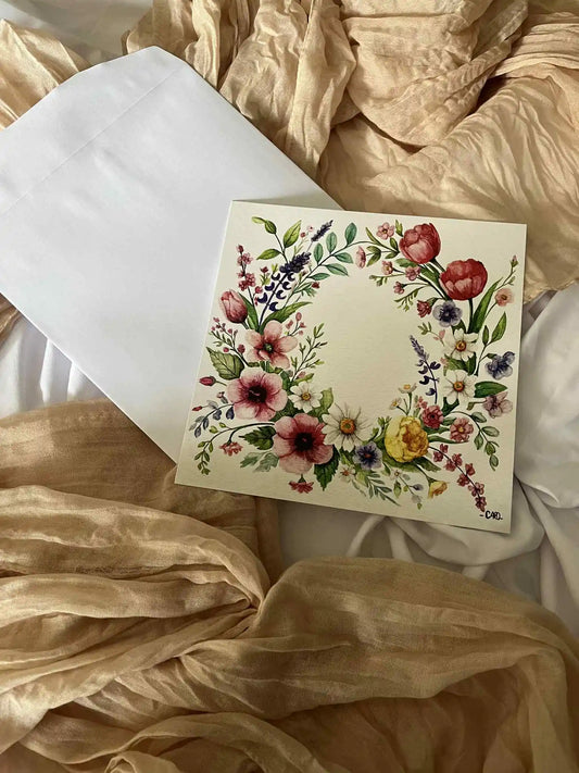 Carte Postale Couronne de fleurs (box Printemps 2025)