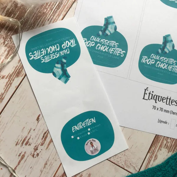 Etiquettes pour vos chaussettes Trop Chouettes (fond blanc)