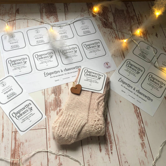 Etiquettes chaussettes "Même les Anges Tricotent" (version noir et blanc)